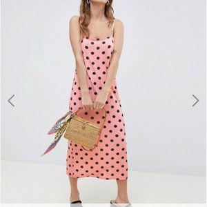 ASOS design petite polka dot midi slip dress